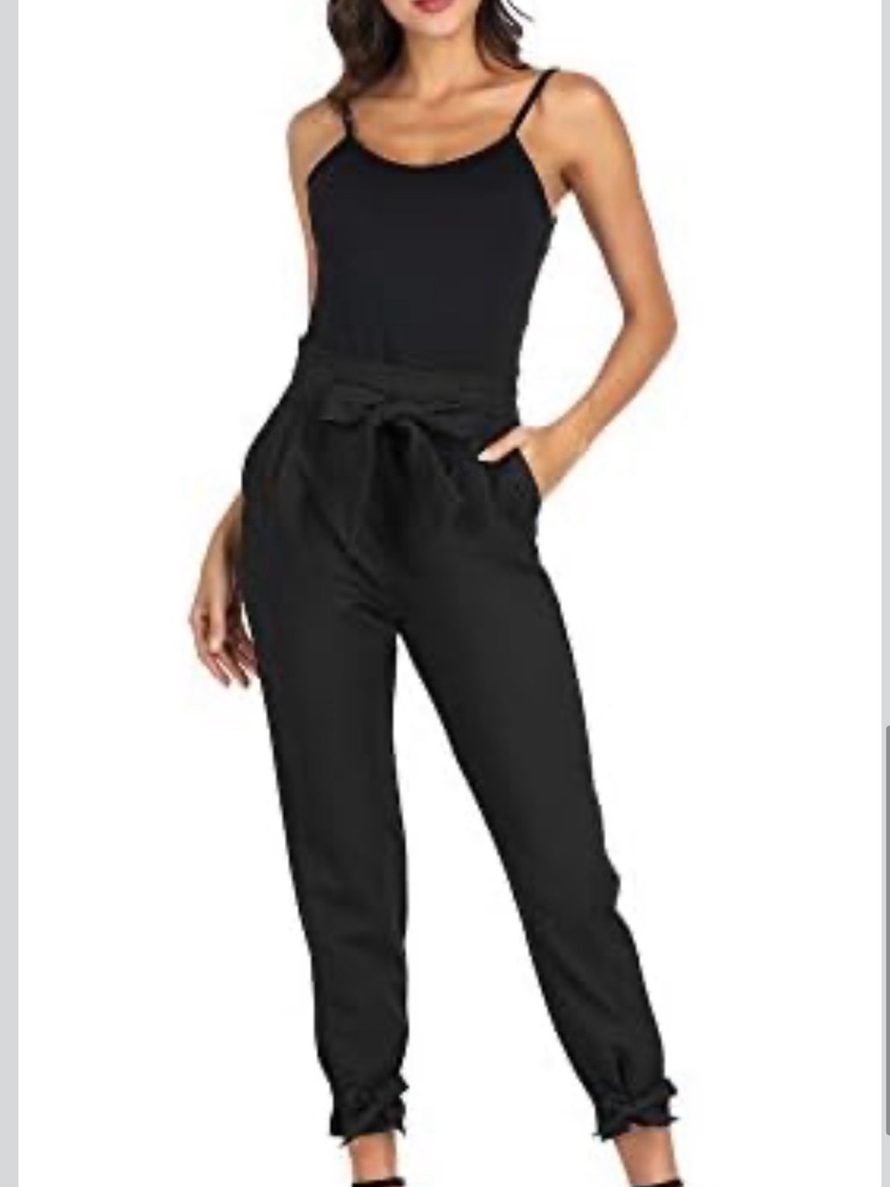 NWT Grace Karin Small Women's Black High-Waist Paperbag Pants